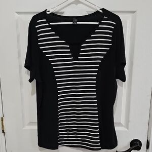 Black and White Striped Women's Top